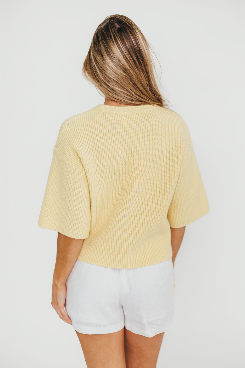 Karen Short Sleeve Cardigan in Yellow | Women's Lightweight Summer Knit Sweater | Perfect for Office, Casual Outings & Travel