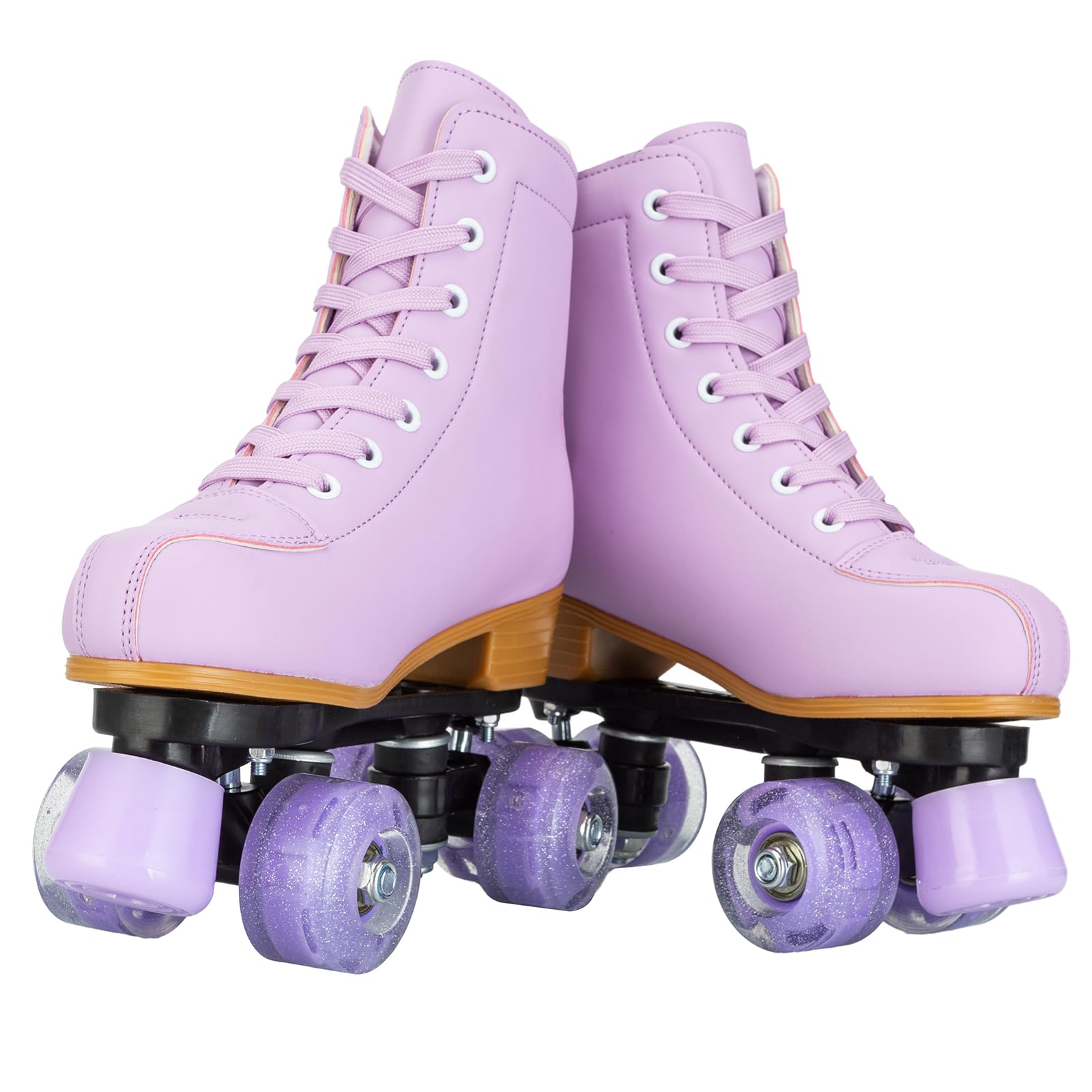 Best Light Up Roller Skates for Girls & Women - Cozy PU Leather Pink & Purple Skates for Indoor & Outdoor Use - Perfect for Youth Beginners Ages 8-12 - Great for Rink, Park, Birthday Gifts & Fitness Fun