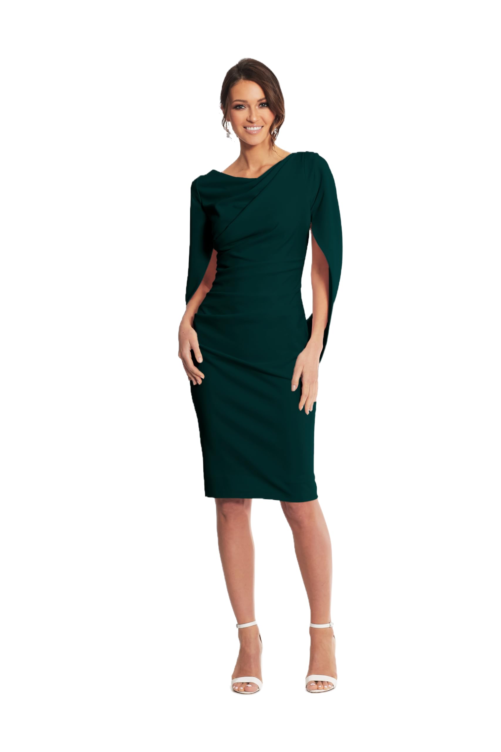 Betsy & Adam Women's Velvet Asymmetric Neckline Strapless Evening Gown with High Leg Slit - Formal Party Dress for Prom, Cocktail Events & Black Tie Occasions