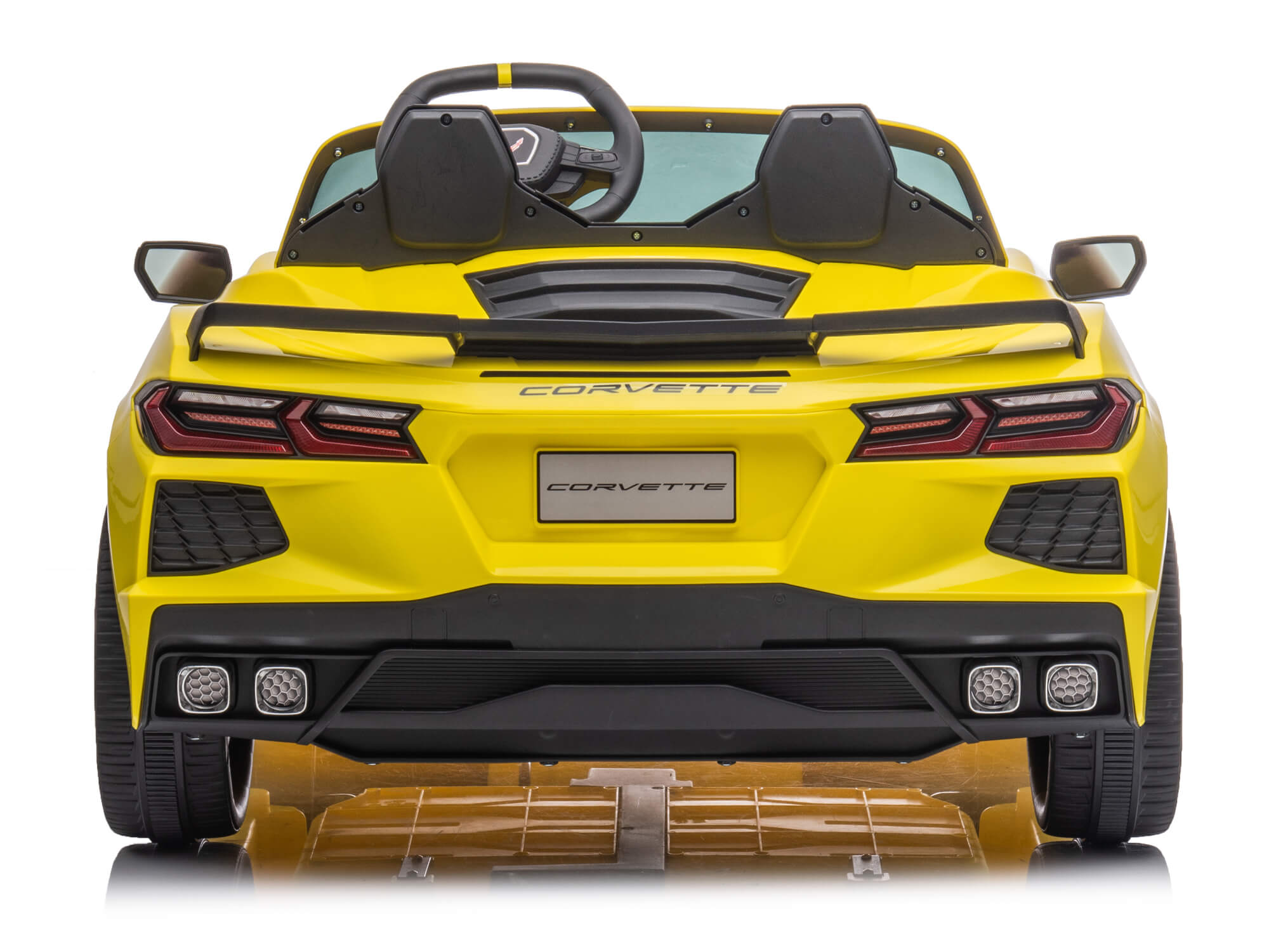 24V Chevrolet Corvette C8 2-Seater Kids Ride On Car with Parent Remote Control - Yellow Electric Toy Car for Boys & Girls - Perfect for Birthday Gifts, Outdoor Play & Backyard Fun