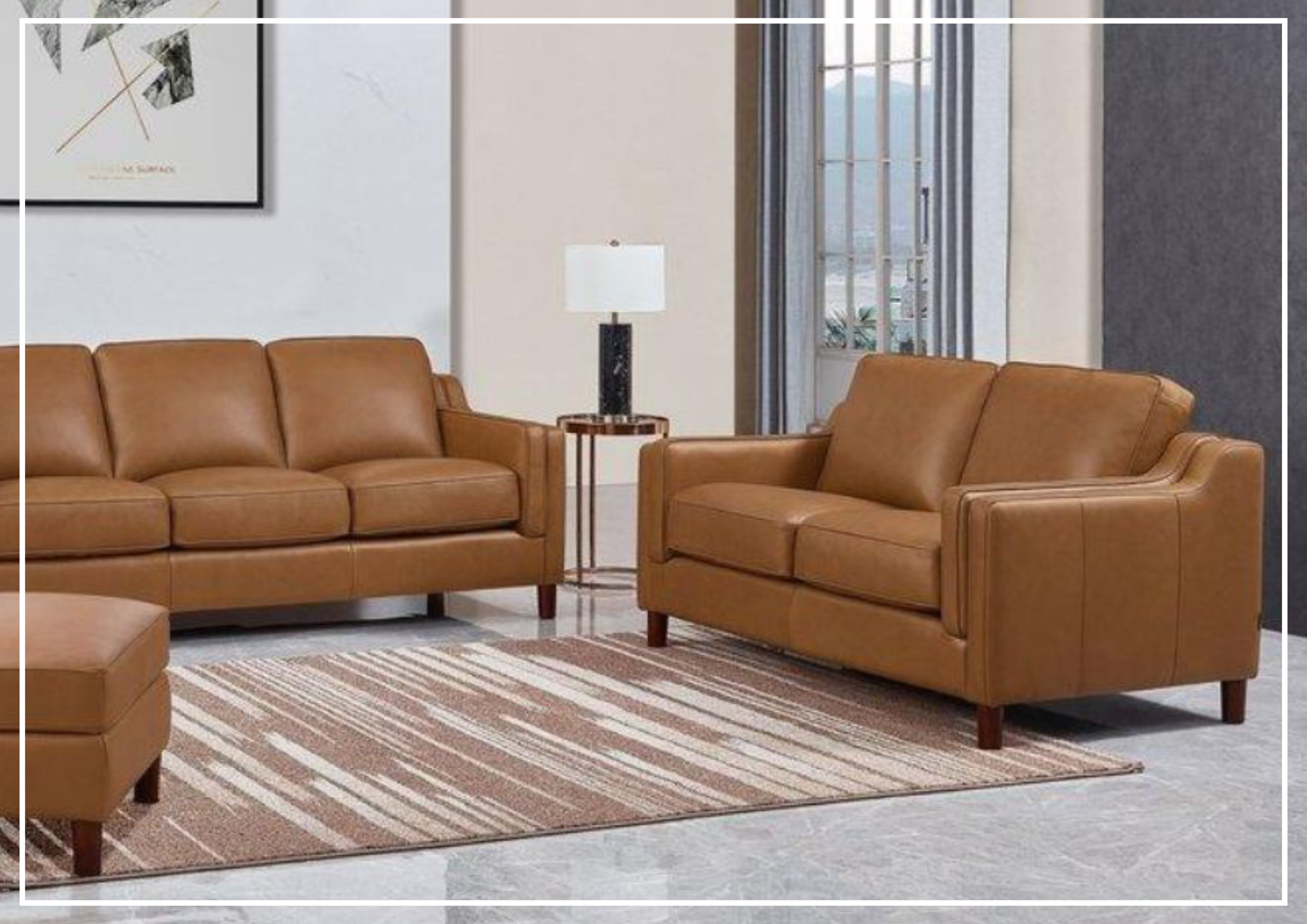 Hydeline Bella Stationary Leather Loveseat with Track Arms - Premium Faux Leather Sofa for Living Room, Office & Small Spaces - Comfortable Two-Seater Couch for Relaxing & Entertaining