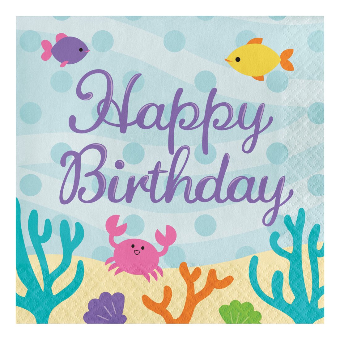 Creative Converting 16-Count Mermaid Birthday Party Paper Napkins, 6.5 x 6.5-inch, Multicolor - Perfect for Kids Birthday Parties, Baby Showers & Themed Celebrations