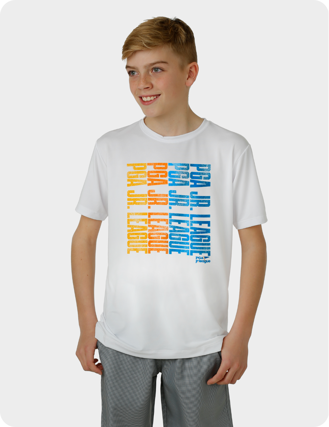 PGA Jr. League Boys Crewneck T-Shirt - Youth Golf Apparel for Training & Tournaments - Comfortable Cotton Shirt for Junior Golfers