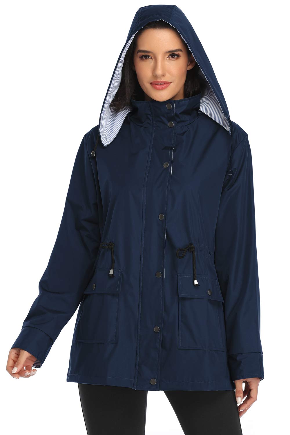 Arthas Women's Lightweight Waterproof Rain Jacket with Hood - Windproof Trench Coat for Outdoor Activities, Hiking & Travel - Plus Size Raincoat for Girls