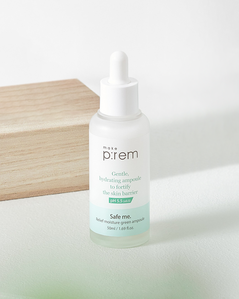 make p:rem Safe Me Relief Moisture Green Ampoule - Hydrating Facial Serum for Dry & Sensitive Skin | Korean Skincare for Daily Moisture Boost & Soothing Care