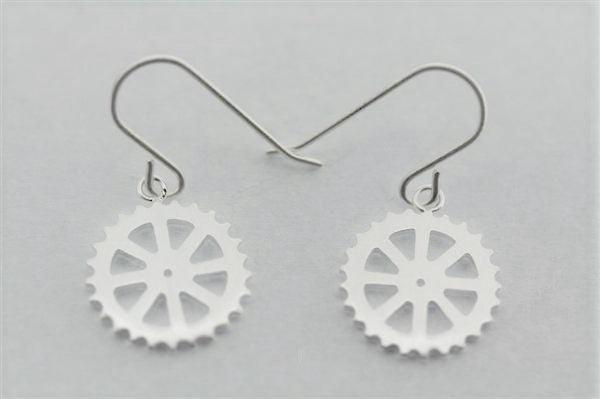 Sterling Silver Bicycle Cog Earrings - Unique Cycling Jewelry for Women - Perfect Gift for Cyclists and Bike Lovers