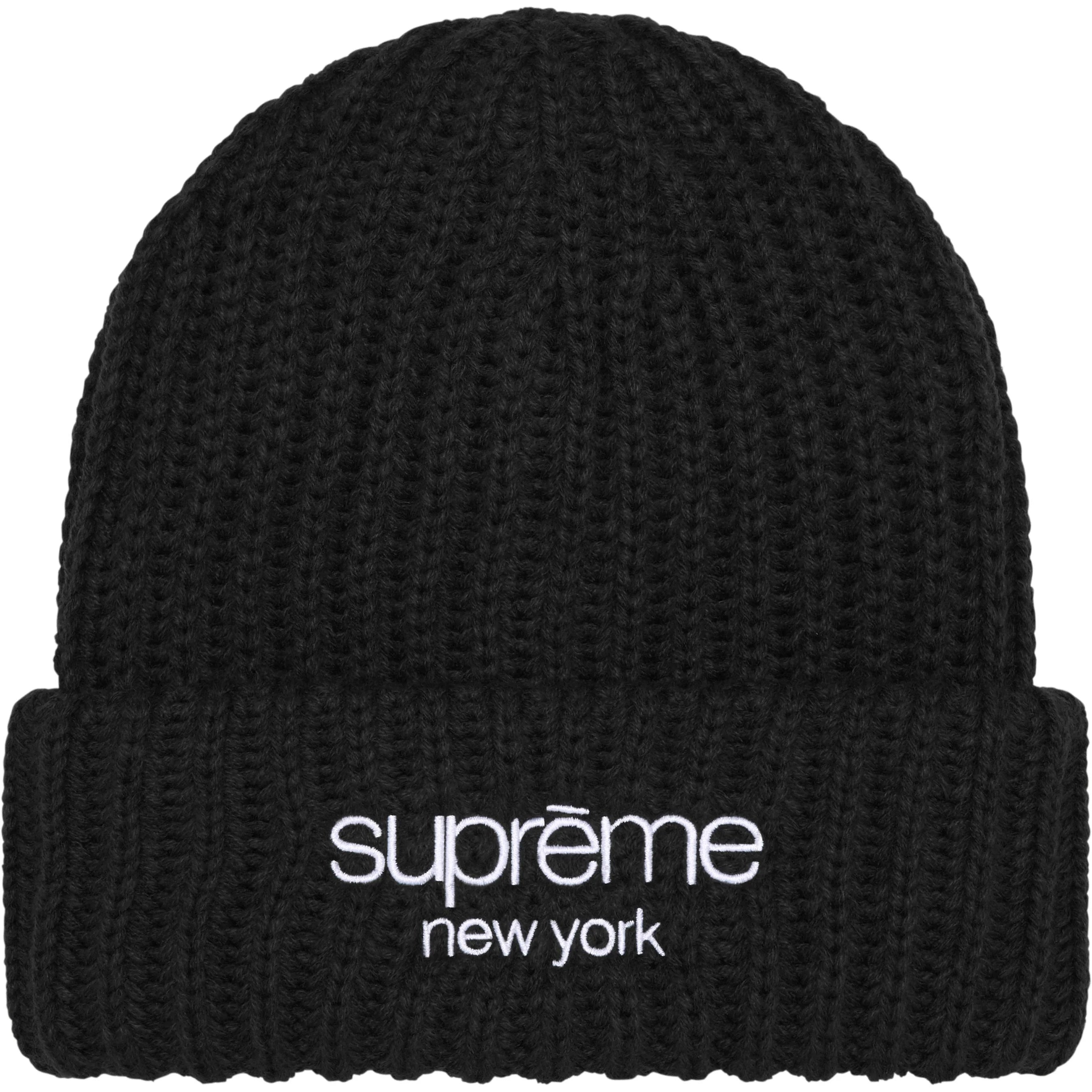 SUPREME 24FW Classic Logo Chunky Ribbed Beanie - Warm Winter Hat for Men & Women - Perfect for Skiing, Snowboarding and Cold Weather Fashion