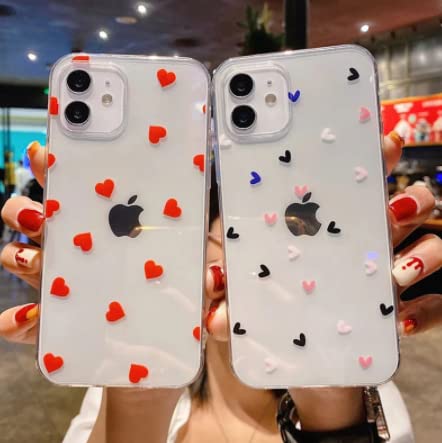 **iPhone 13 Case - Cute Cartoon Love Heart Transparent Cover, Soft Silicone Shockproof with Full Camera Protection (Red) - Perfect for Girls, Women & Everyday Use**