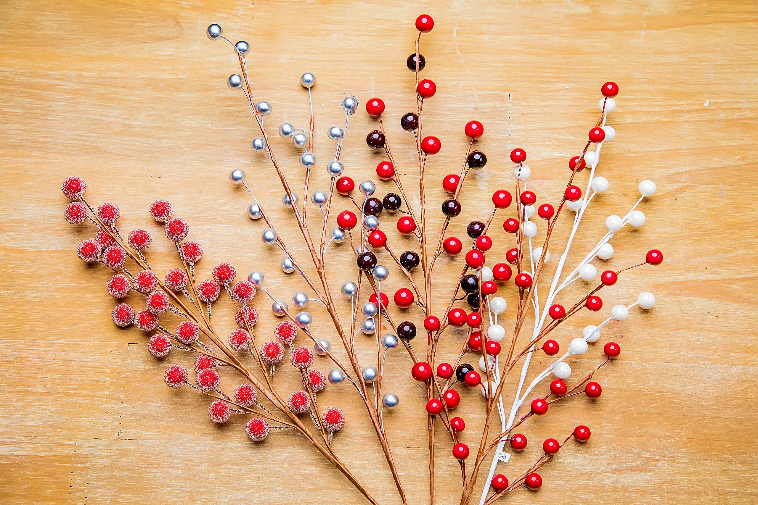 Artificial Red Cranberries Berry Sprays - 12 Pack Handmade Wrapped Stems for Home, Wedding, Christmas & Indoor Decor - Perfect for Centerpieces, Wreaths, and Holiday Displays