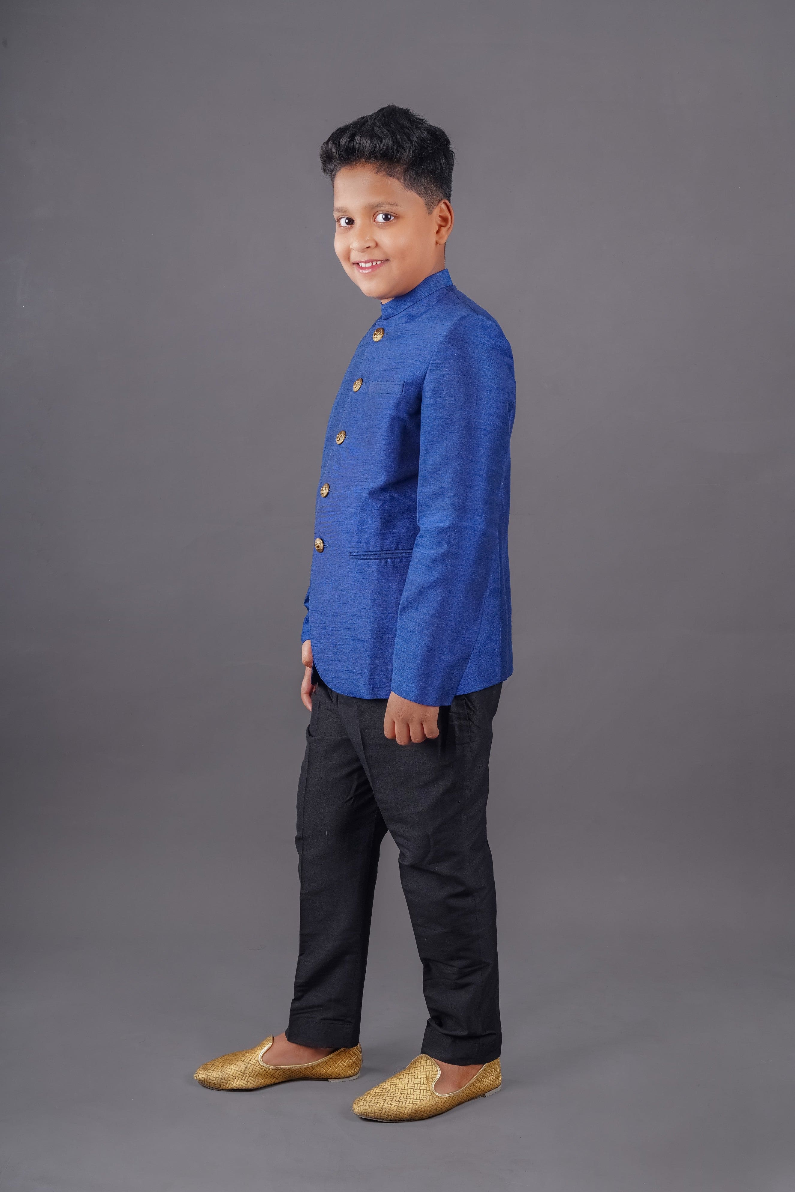 Pre Order: Stylish Blue Bandhgala Suit with Matching Pants for Men – Perfect for Weddings, Parties & Formal Events