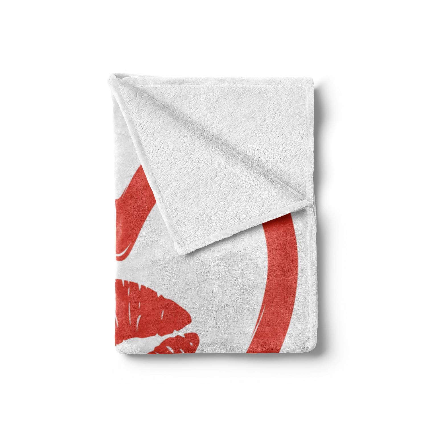 Ambesonne Romantic Kiss Throw Blanket - Soft Flannel Fleece with Lipstick Heart Design, 50