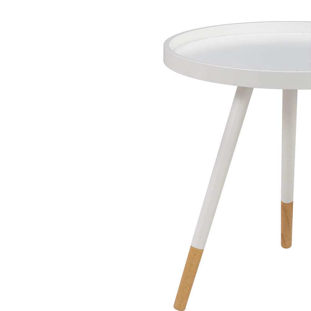 Mika Round Tray Side Table - Modern Wooden Coffee Table with Handles for Living Room, Bedroom, or Patio - Perfect for Holding Drinks, Books, and Decor