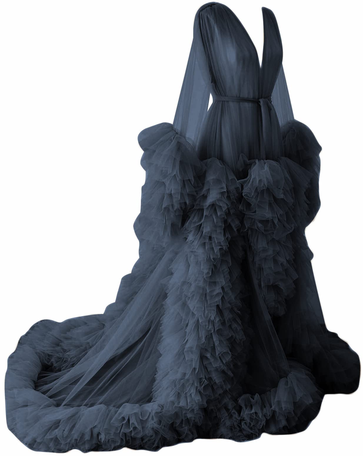 Elegant Maternity Photoshoot Dress - Long Sleeve Tulle Gown for Pregnancy, Bridal & Baby Shower - Perfect for Maternity Photos, Wedding Lingerie and Special Occasions