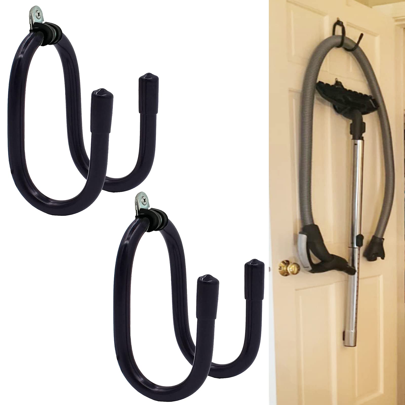 2 Pack Vacuum Hose Holder - Wall Mount Storage Rack for Canister Vacuum Cleaners - Garage & Shop Organization