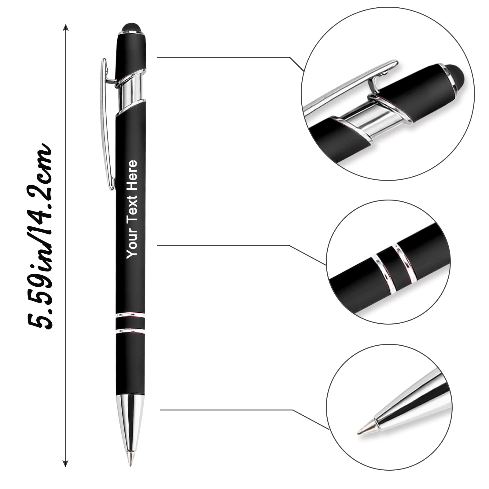 500 Bulk Personalized Pens - Custom Engraved Retractable Ballpoint Pens with Stylus Tip, Multi-Color Housing & Black Ink - Perfect for Business Writing, Graduation Gifts, Journaling & Signatures