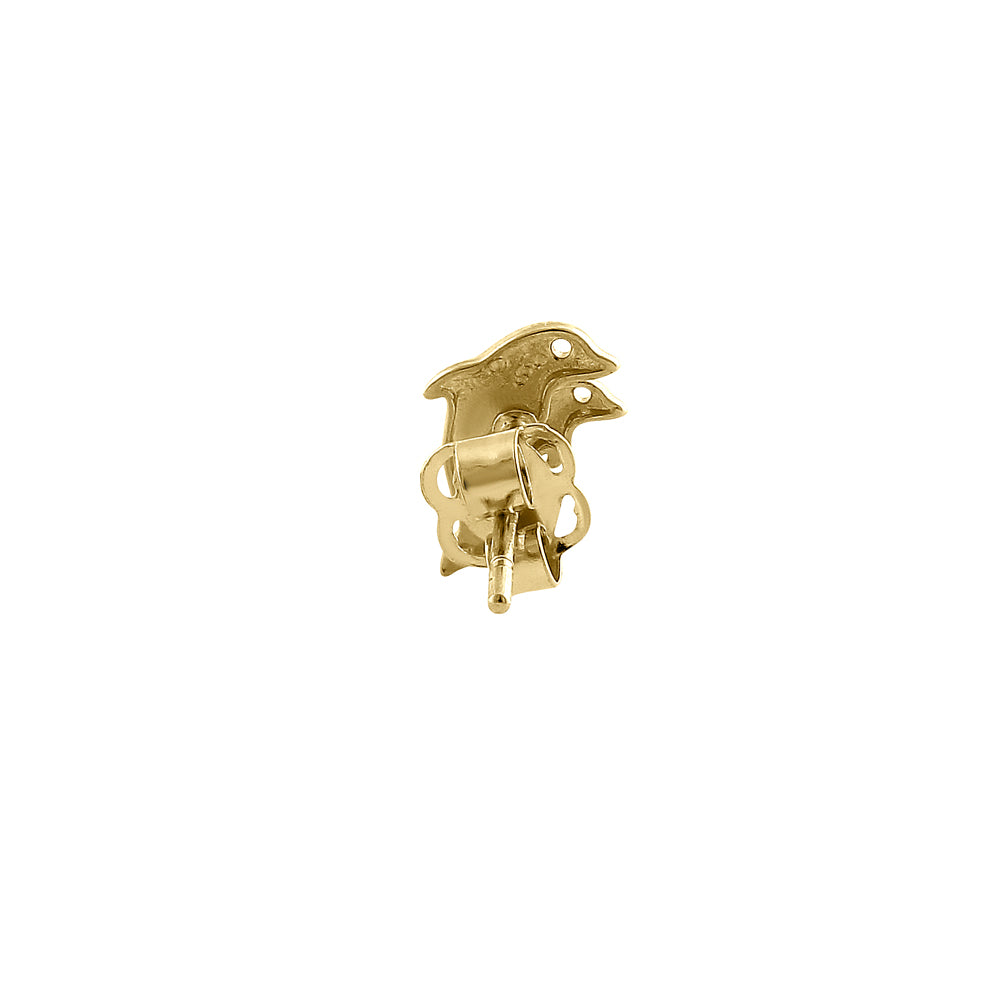 14K Solid Yellow Gold Twin Dolphin Stud Earrings - Perfect for Beach Vacations, Summer Parties & Ocean Lover Gifts