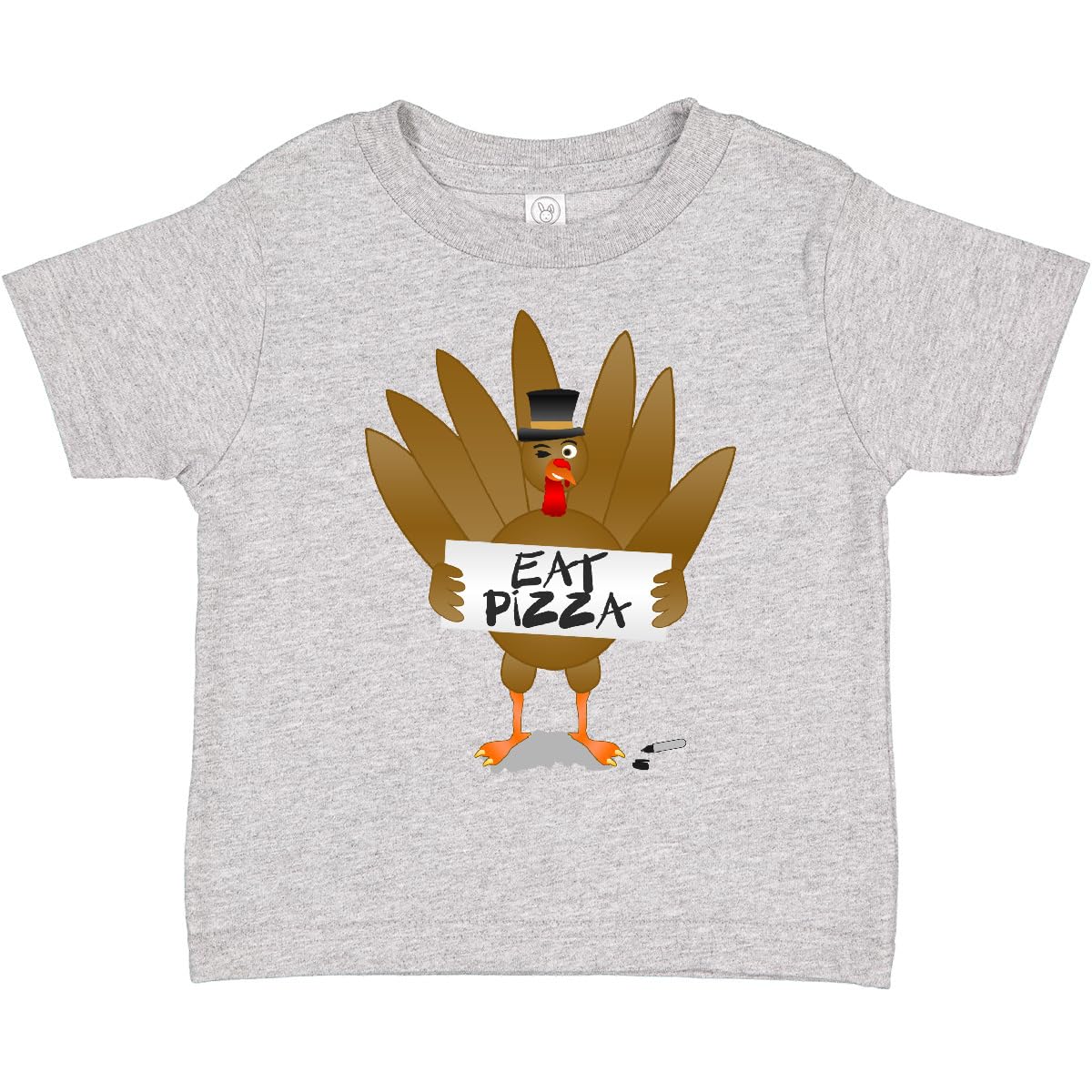 Eat Pizza Funny Turkey Graphic Toddler T-Shirt | Cute Thanksgiving Holiday Outfit for Kids | Perfect for Family Gatherings & Holiday Photos