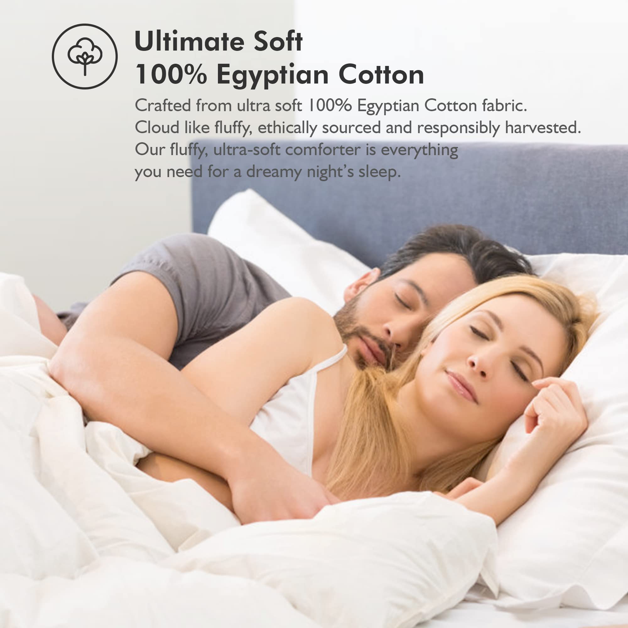 Premium King Size Goose Feather Down Comforter - 100% Egyptian Cotton Cover - 75oz Heavyweight Winter Warmth - White Solid Luxury Bedding for Cold Weather - Perfect for Master Bedrooms & Cozy Winter Nights