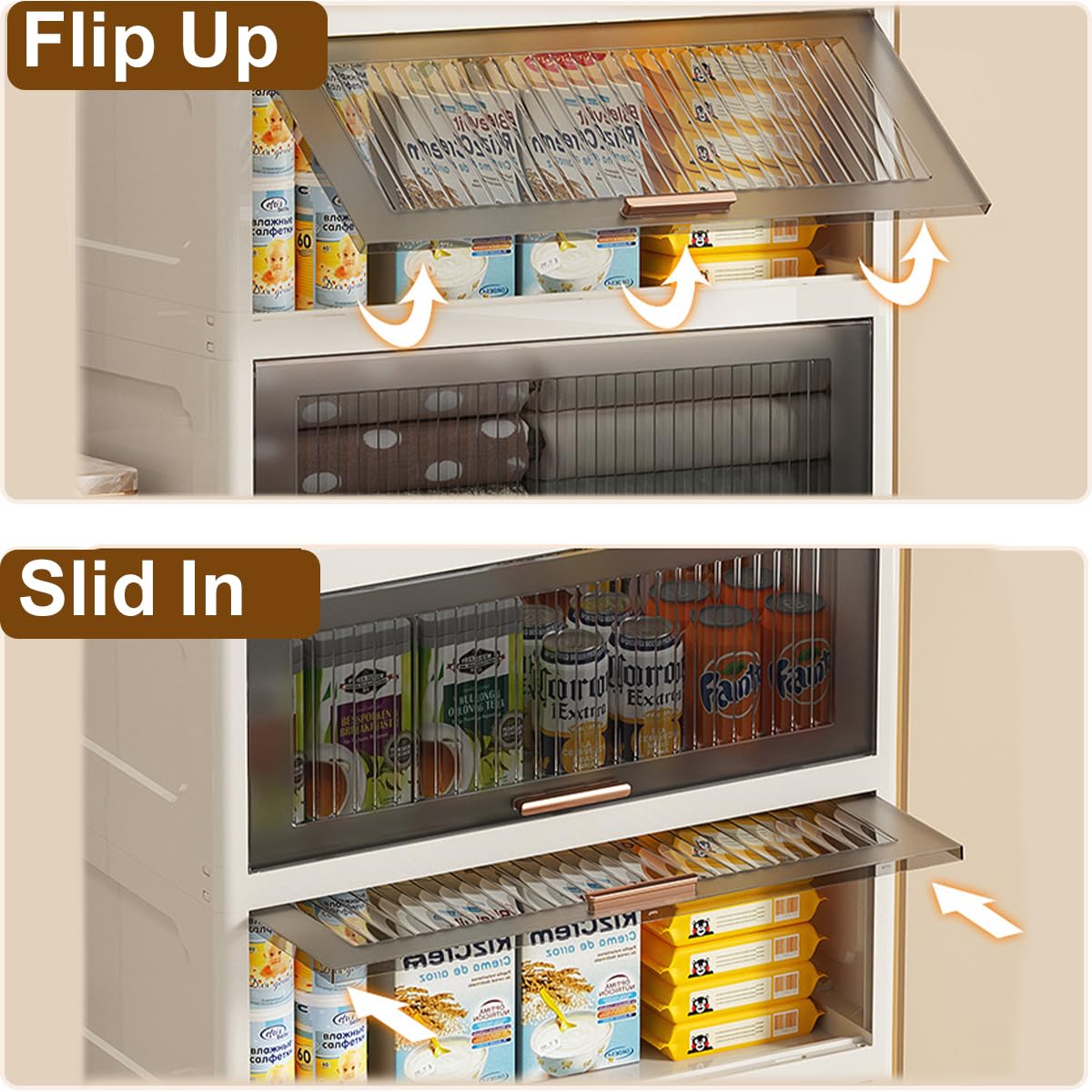 Clear Plastic Storage Bins with 4 Drawers - Flip Open Organizer Tower for Home & Office, 25.6