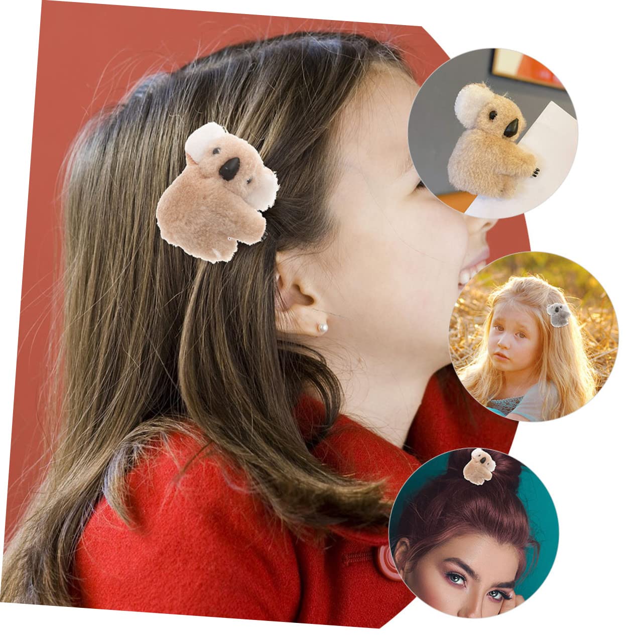 Cute Koala Plush Hair Clips for Girls & Women - 2 Pack Soft Animal Hair Claws for Thick Hair - Fun & Functional Hair Accessories for Kids & Teens - Perfect for School, Parties & Everyday Use
