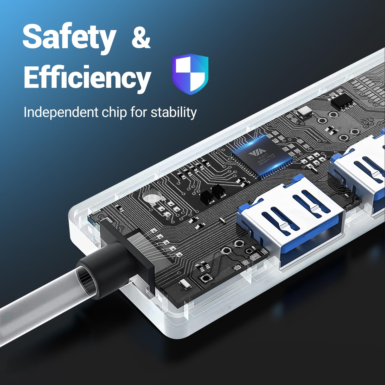 Tymyp 4-Port USB 3.0 Hub - High-Speed Data Transfer USB Splitter for Laptop, PC, Xbox, PS5, SSD, HDD, Printer, Camera | Compact USB Hub for Home Office, Gaming & Workstation Setup