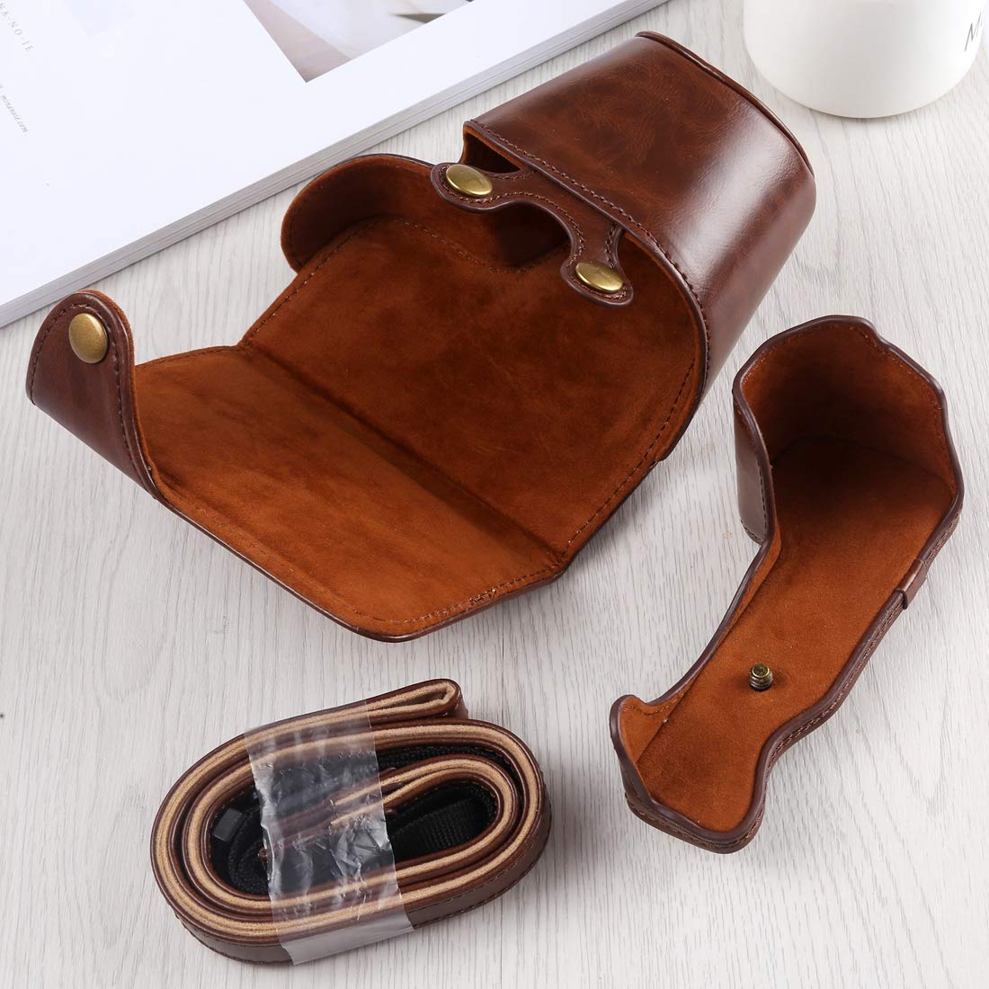 Premium PU Leather Camera Case Bag with Adjustable Strap for Sony A6400/ILCE-6400 - Durable Full Body Protection for Travel & Outdoor Photography