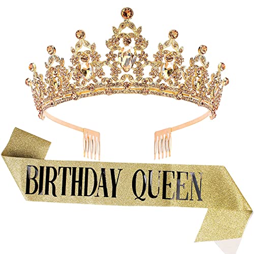 Champagne Tiara+Gold Sash