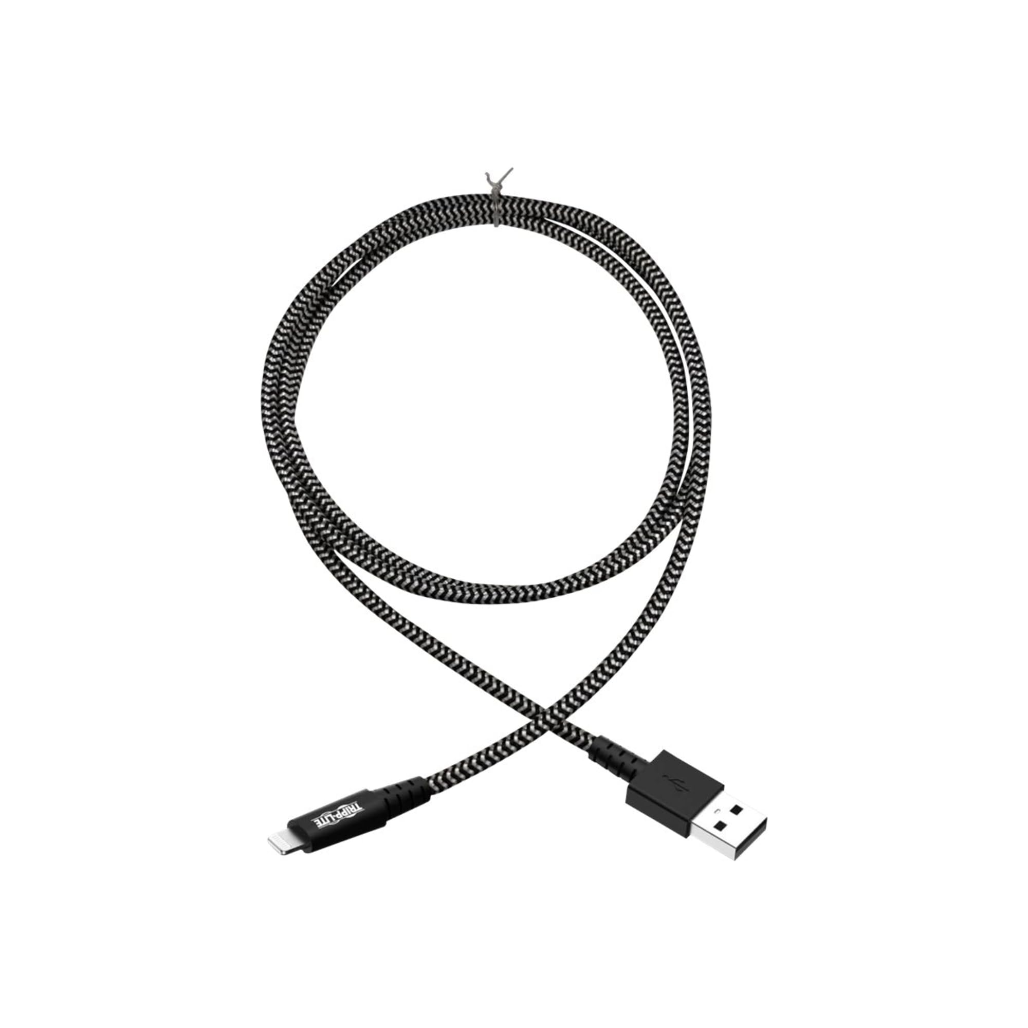 Tripp Lite Braided Lightning to USB Cable - 10ft MFi Certified Charging & Sync Cable for iPhone, iPad - Durable Aramid Fiber, Grey - 2-Year Warranty (M100-010-HD) | Perfect for Home, Office & Travel Charging