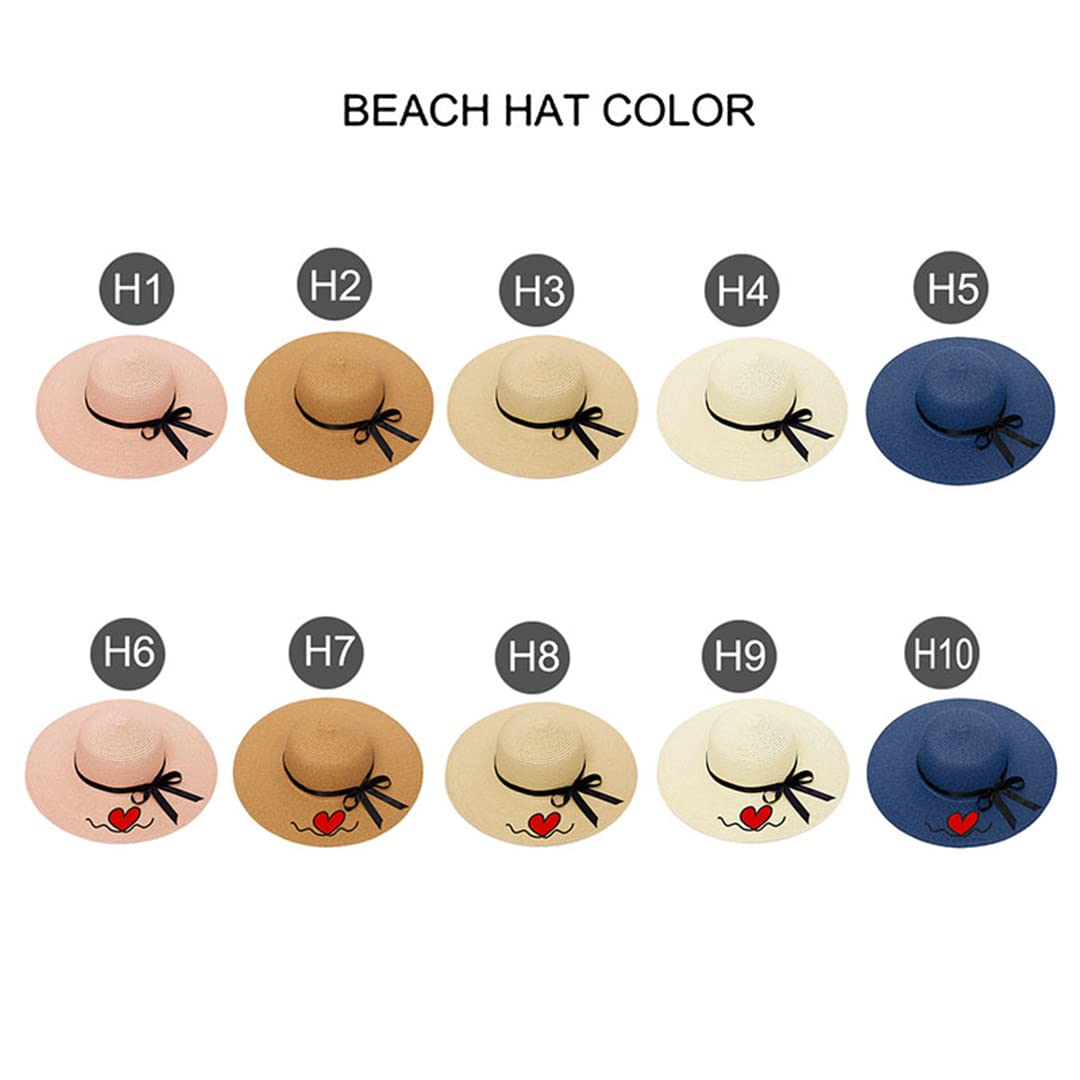 Custom Embroidered Women's Straw Hat with Personalized Text & Logo - Wide Brim Summer Beach Hat for Outdoor Activities, Vacations, and Sun Protection