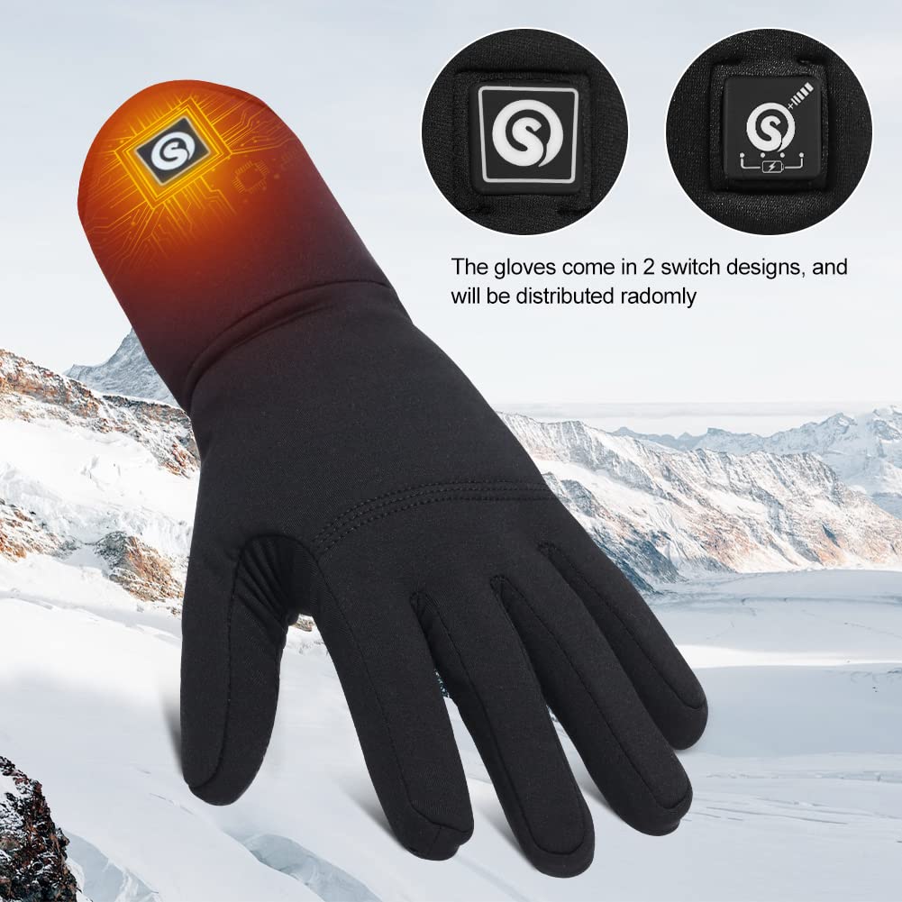 DAY WOLF Heated Glove Liners - 7.4V Rechargeable Battery Heated Gloves for Men & Women, Thin Thermal Winter Gloves for Running, Cycling, Motorcycle Riding & Outdoor Activities