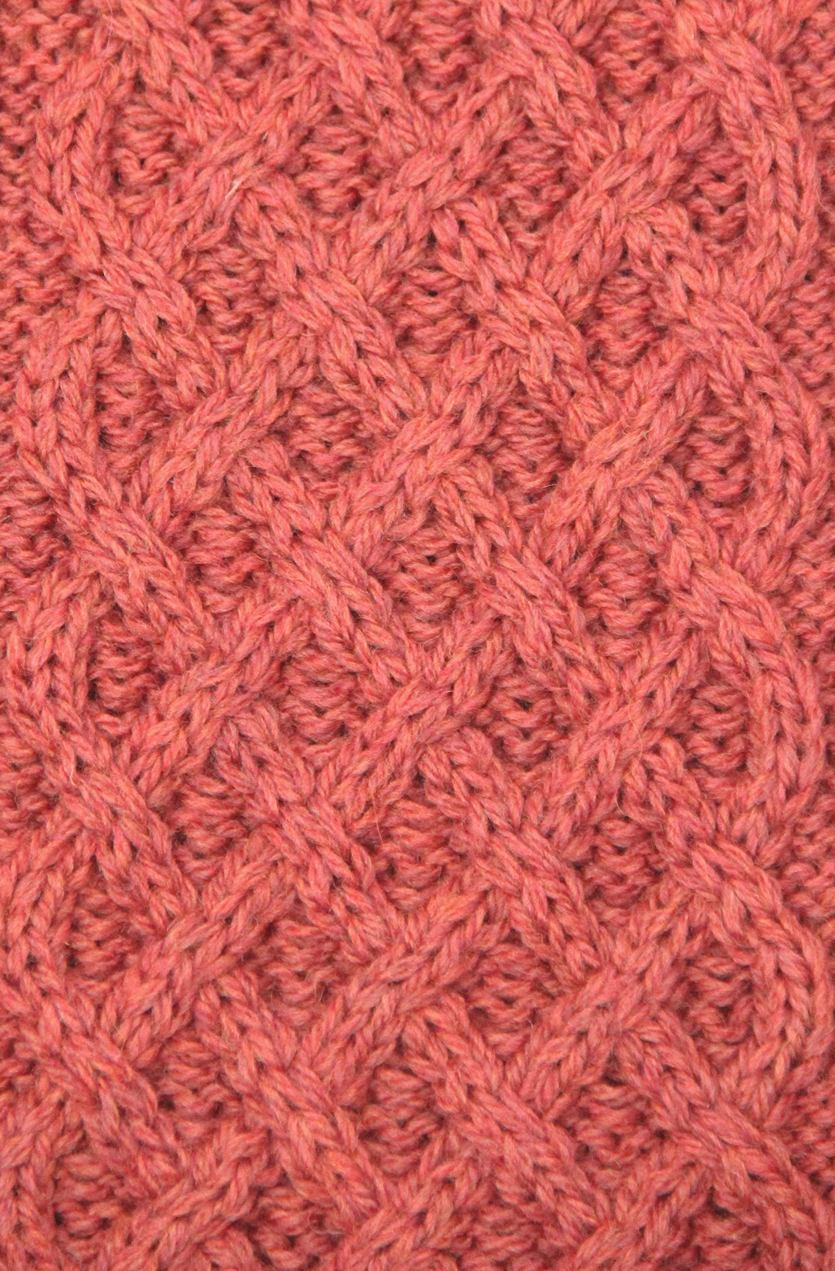 Aran Crafts Irish Cable Knit Wool Scarf with Faux Fur Pom - 10