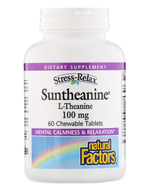Stress Relax® Suntheanine® L-Theanine 100mg Supplement for Anxiety Relief & Better Sleep - Natural Calm Support for Work, Study & Daily Stress