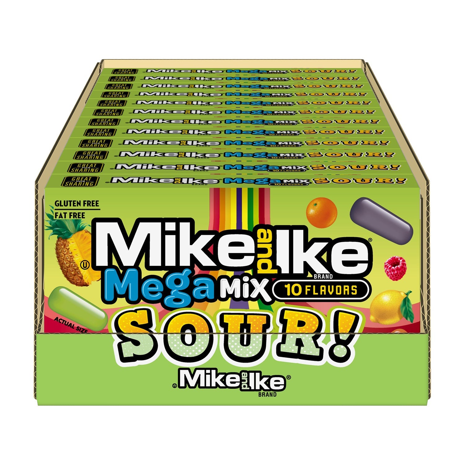 Just Born Mike & Ike Mega Sour Candy - 4.5oz Bags (Pack of 12) | Bulk Sour Candy for Parties, Movie Nights & Office Snacks