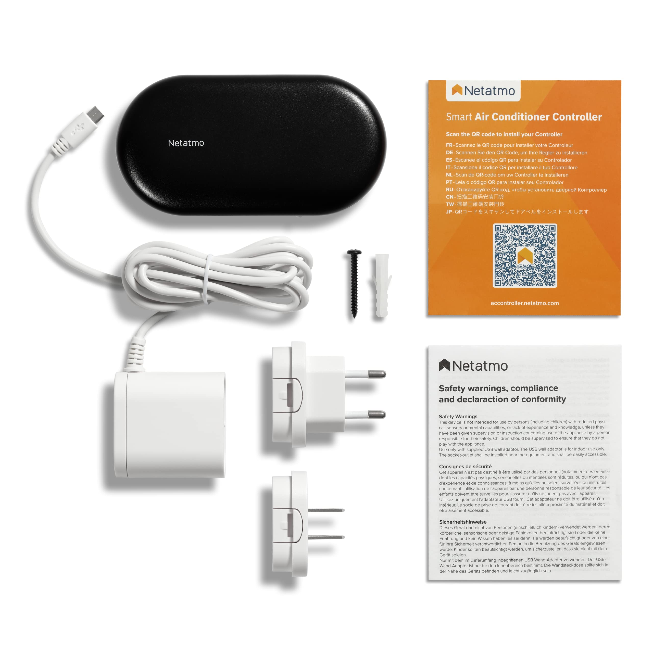 Netatmo Smart Air Conditioner Controller - WiFi Thermostat for All AC & Heat Pumps | Energy Saving | Works with Alexa, Google Assistant & Siri (NAC-IB) | Perfect for Home Automation & Climate Control