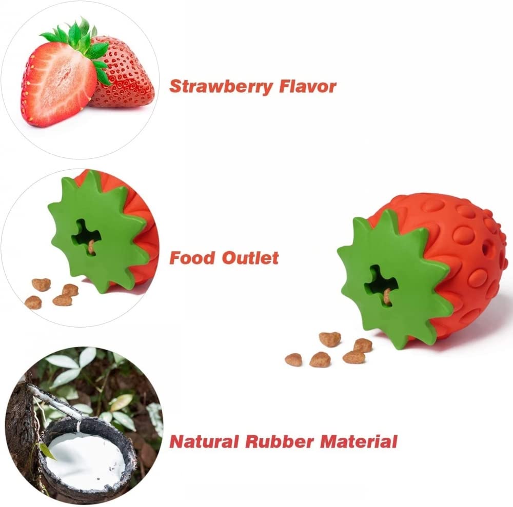 Durable Strawberry-Shaped Dog Chew Toys for Aggressive Chewers - Interactive Puppy Teething Toys for Medium & Large Dogs - Training, Teeth Cleaning & Playtime Fun - Perfect for Indoor & Outdoor Use