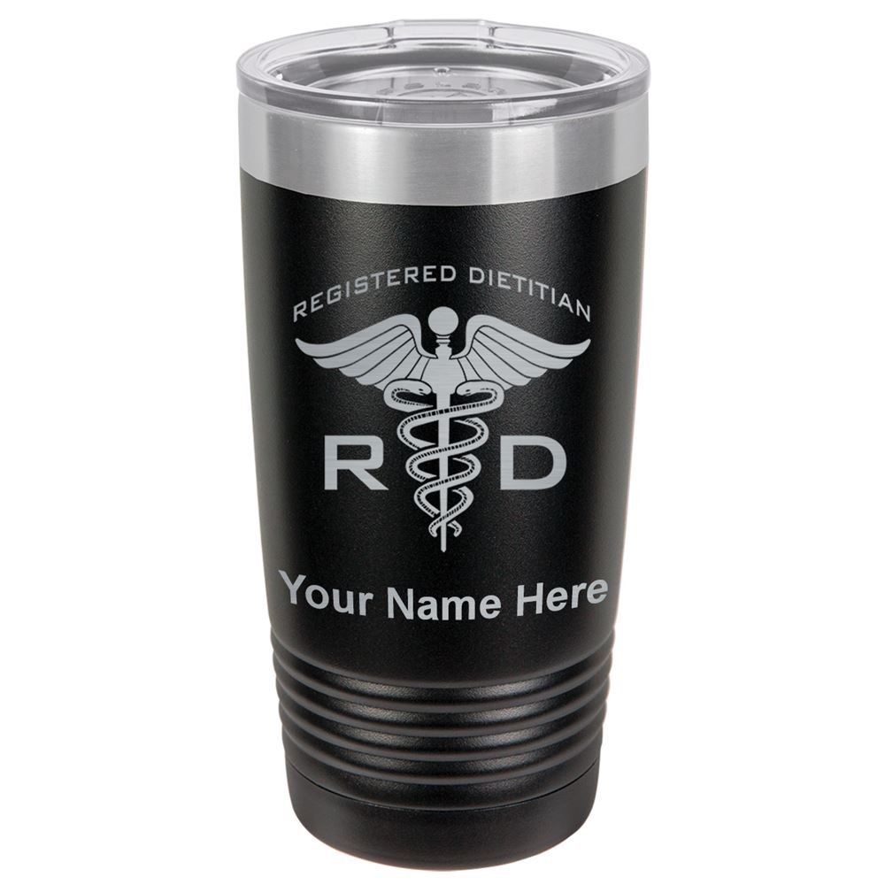 20oz Insulated Tumbler Mug with Straw Lid - Personalized Engraved Black Stainless Steel Cup - Perfect for RD Dietitians, Nurses & Healthcare Professionals - Ideal for Coffee, Tea & Cold Drinks at Work or Gym