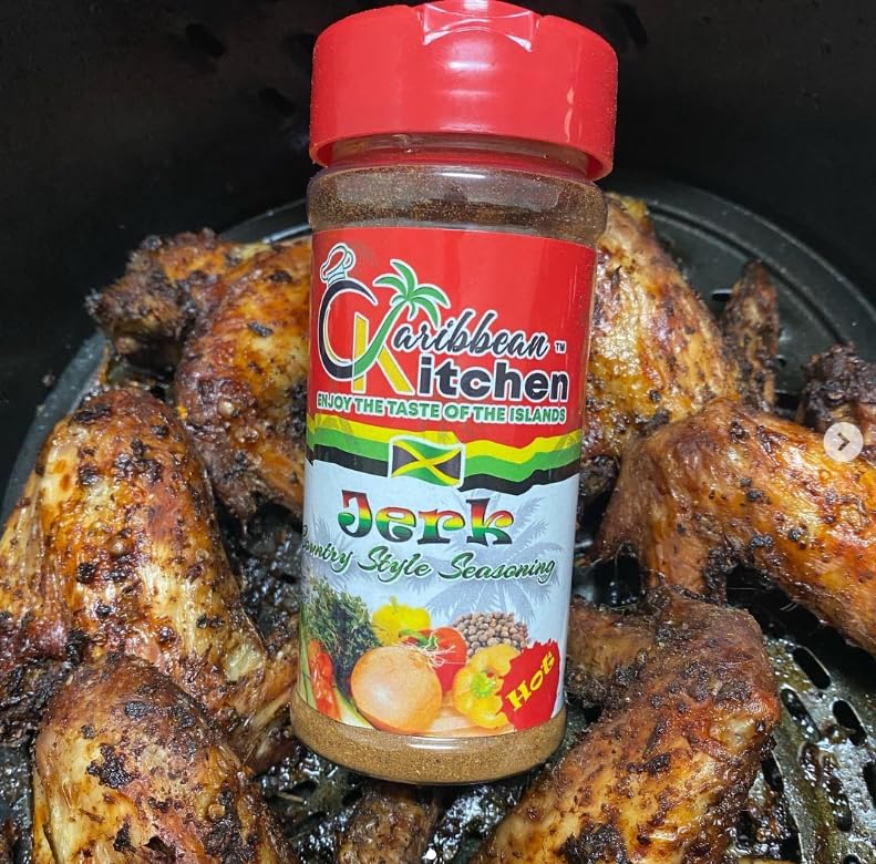 Premium Jamaican Jerk Seasoning - Authentic Caribbean Kitchen HOT Spice Blend (4 Oz) | Kosher, Low Sodium, Non-GMO, Gluten-Free, Vegan | Perfect for Grilling, Marinades, Chicken, Fish & Vegetables