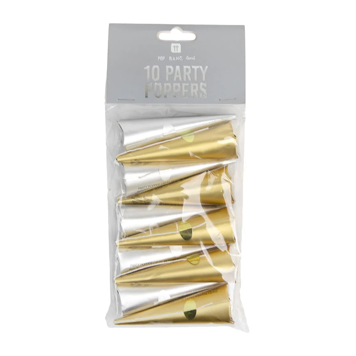 Metallic Gold & Silver Confetti Poppers - Pack of 10 for Birthday Parties, Weddings & New Year Celebrations