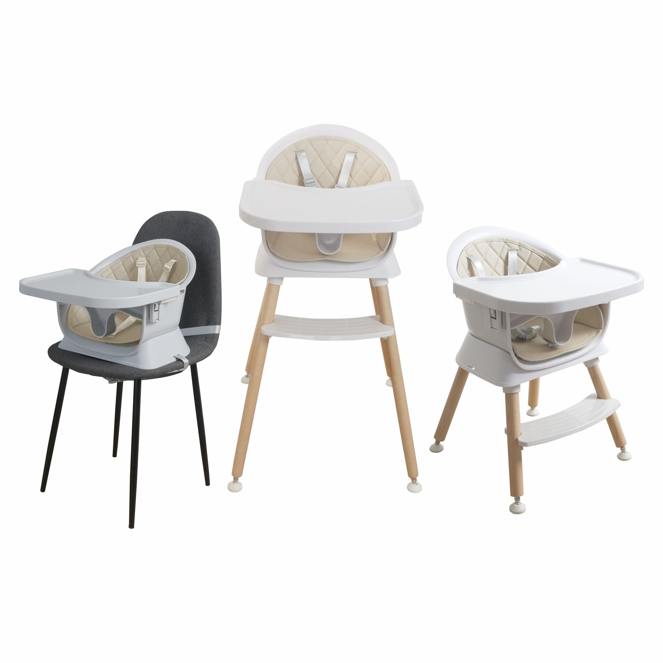 3-in-1 Convertible Wooden High Chair for Babies & Toddlers - Adjustable Dining Booster Seat & Toddler Chair - Easy Clean Infant Highchair with Modern Lightweight Design - Perfect for Home, Restaurant & Travel Use