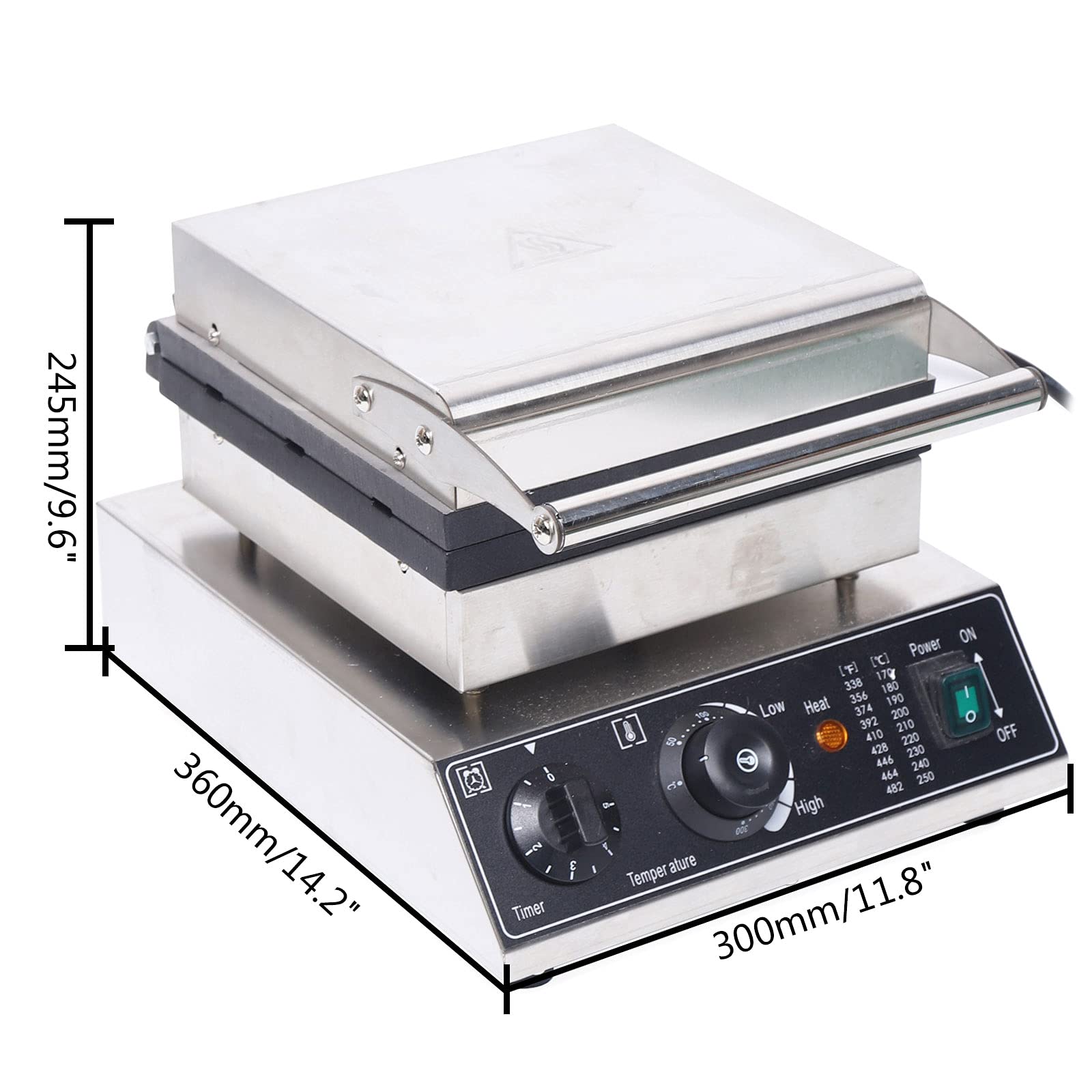 **1500W Commercial Electric Waffle Maker - 6 Square Grid Nonstick Waffle Machine with 50~300°C Temperature Control - Perfect for Breakfast, Cafes, and Restaurants**