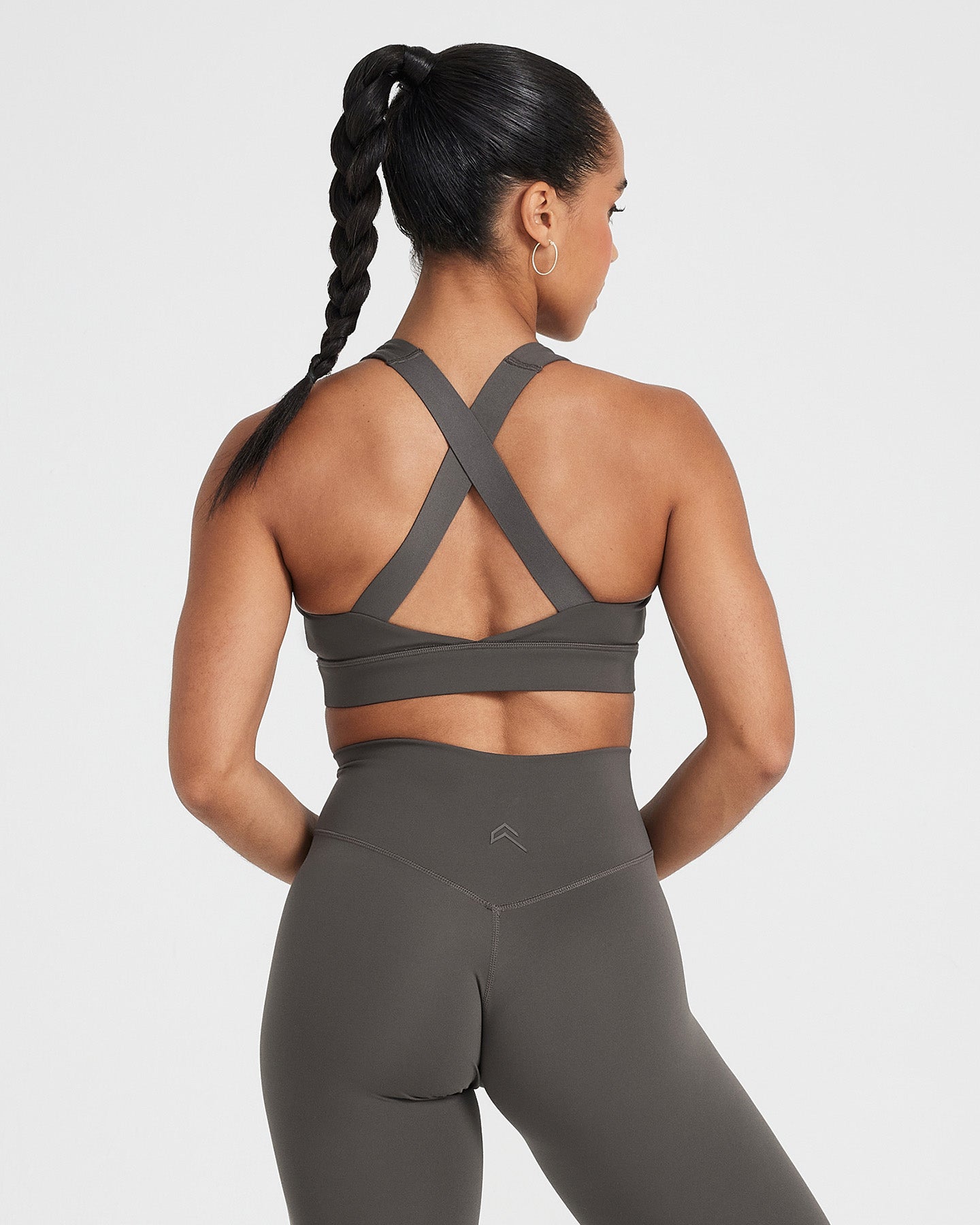 Timeless Wide Strap Sports Bra for Women - Deep Taupe | High Support Workout Bra for Running, Yoga & Gym