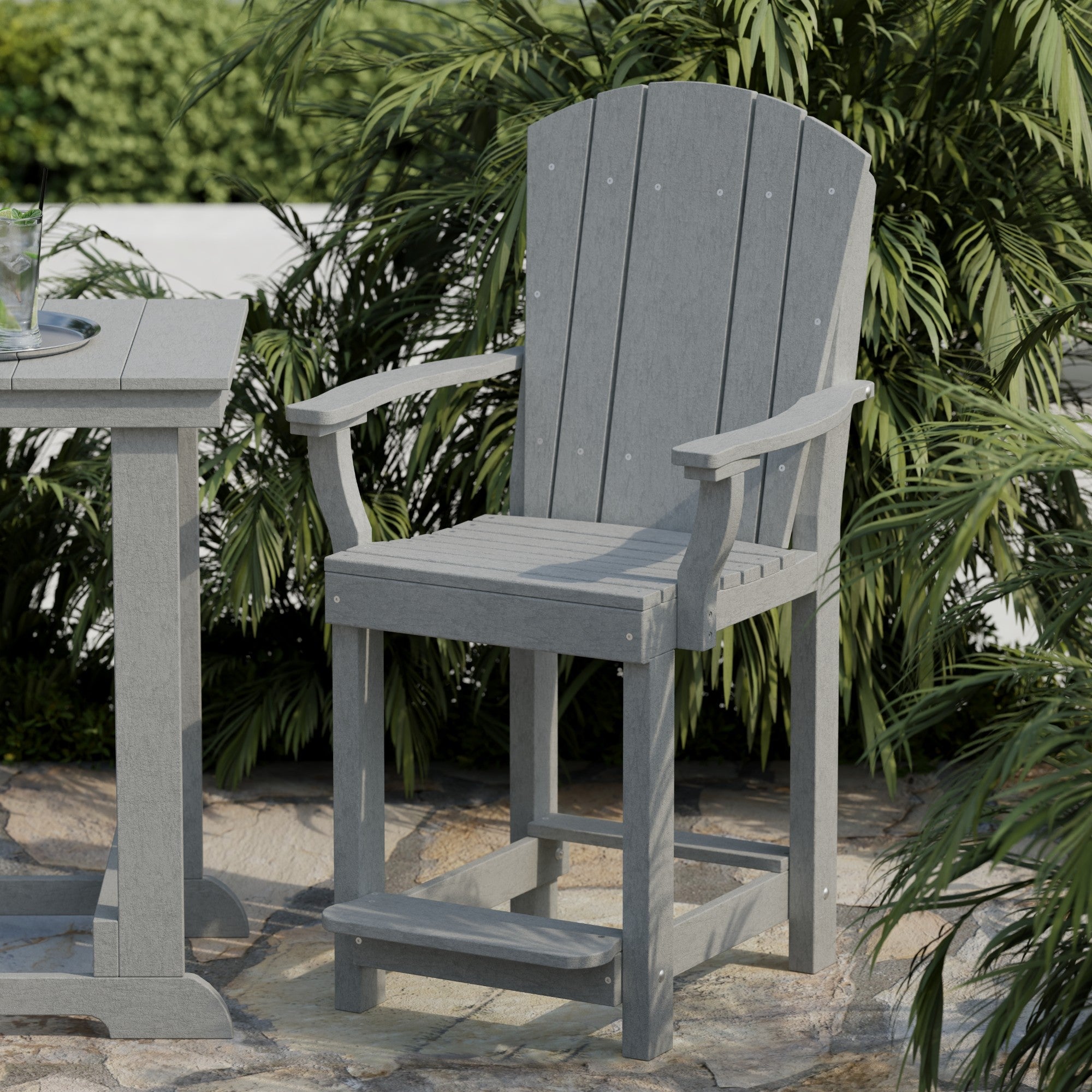 Heritage 3-Piece Patio Counter Height Bar Set - Outdoor Bistro Table & Stools for Backyard, Deck, Garden, Poolside Dining & Entertaining