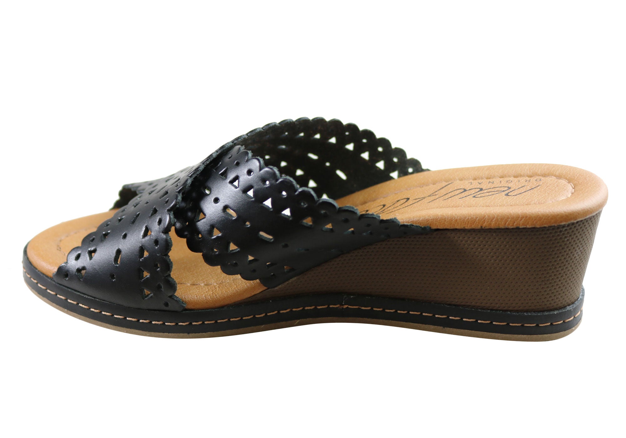 New Tory Women's Leather Wedge Slides Sandals - Comfortable Summer Casual Shoes for Women - Perfect for Beach, Vacation & Everyday Wear