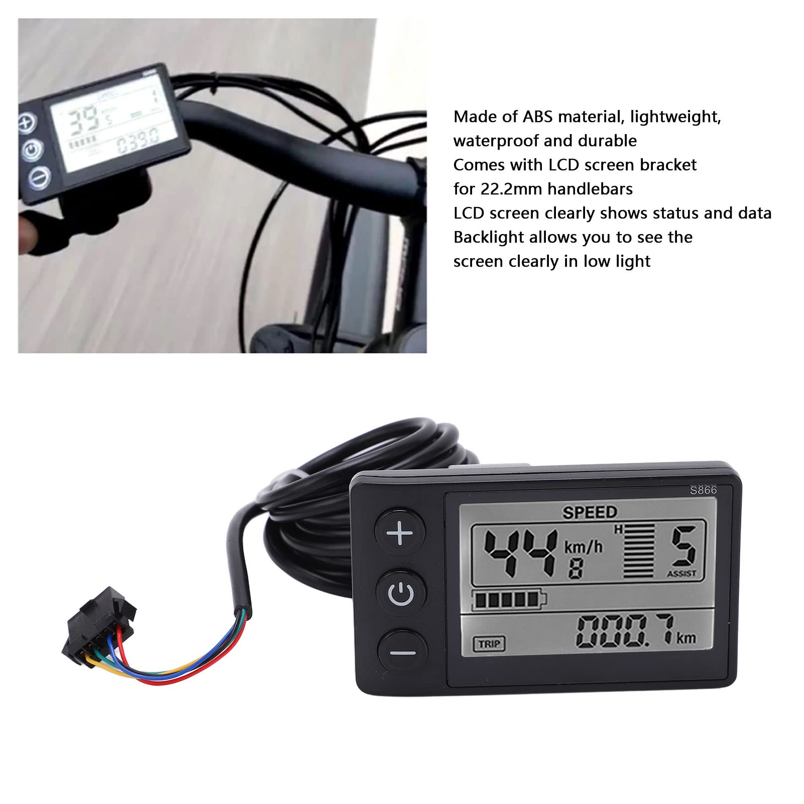 Wired Bike Computer - S866 Electric Speedometer with LCD Display, UART Panel & SM Plug for 24V 36V 48V E-Bikes - Perfect for Cycling, Commuting & Outdoor Adventures