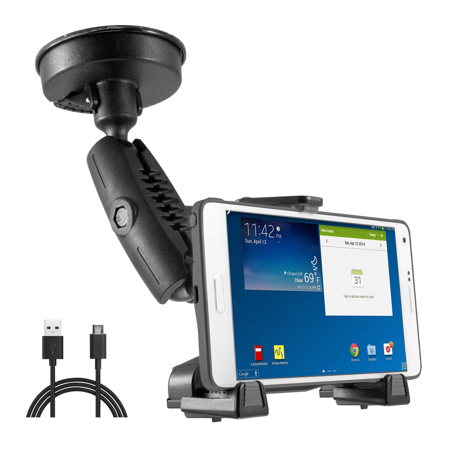 iBOLT xProDock NFC Bizmount - Heavy Duty Car Phone Mount with Suction Cup Base & 1.5m USB-C Cable - Universal for Windshield & Dashboard - Perfect for Commuters, Fleet Vehicles, Trucks & Vans - Stay Connected Hands-Free While Driving