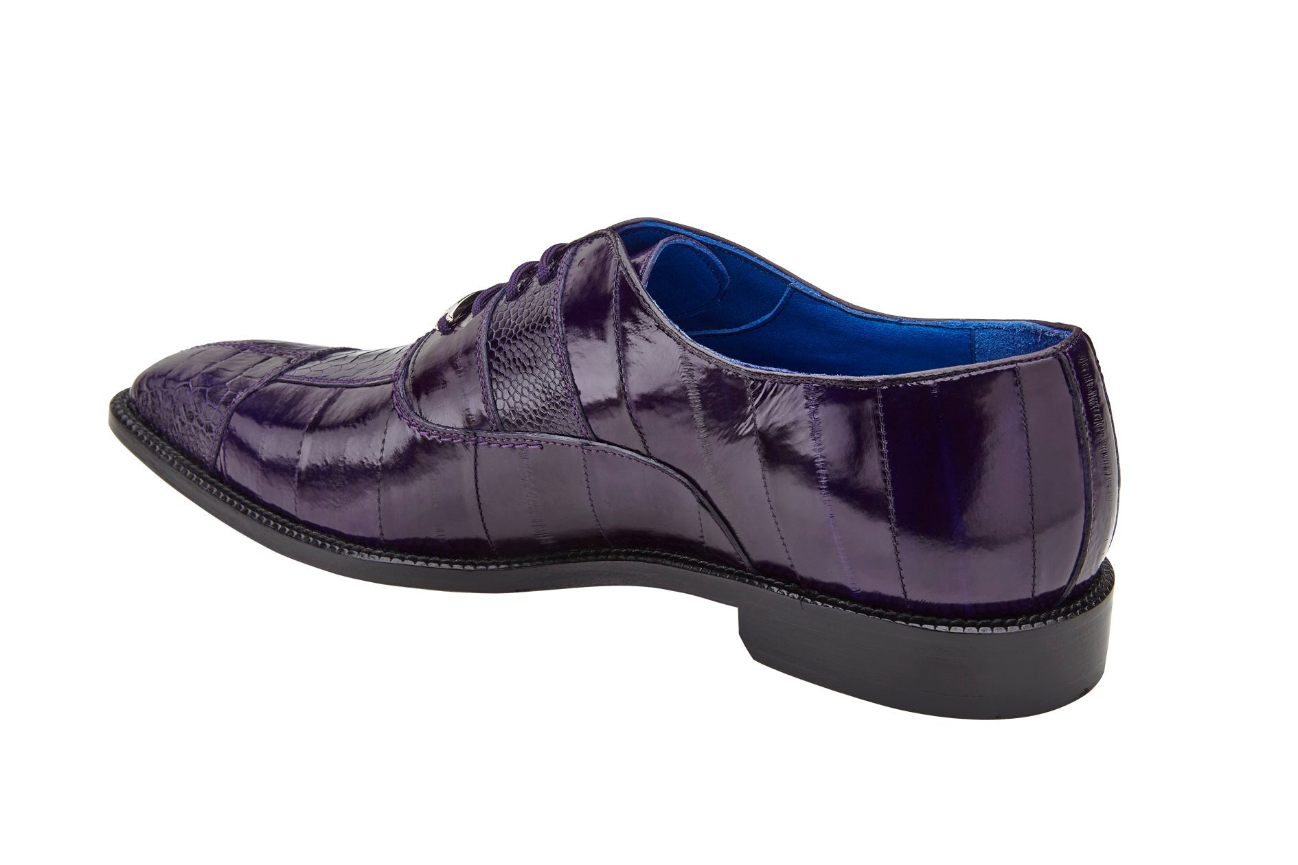 Belvedere Mare Genuine Ostrich & Eel Leather Dress Shoes in Purple - Size 2P7 | Luxury Formal Footwear for Weddings, Business Meetings & Special Occasions