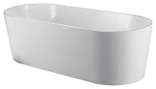 Kube Ovale 63'' White Freestanding Bathtub - Modern Oval Acrylic Soaking Tub for Luxurious Bathroom Relaxation | Perfect for Spa-Like Retreats & Master Bath Suites