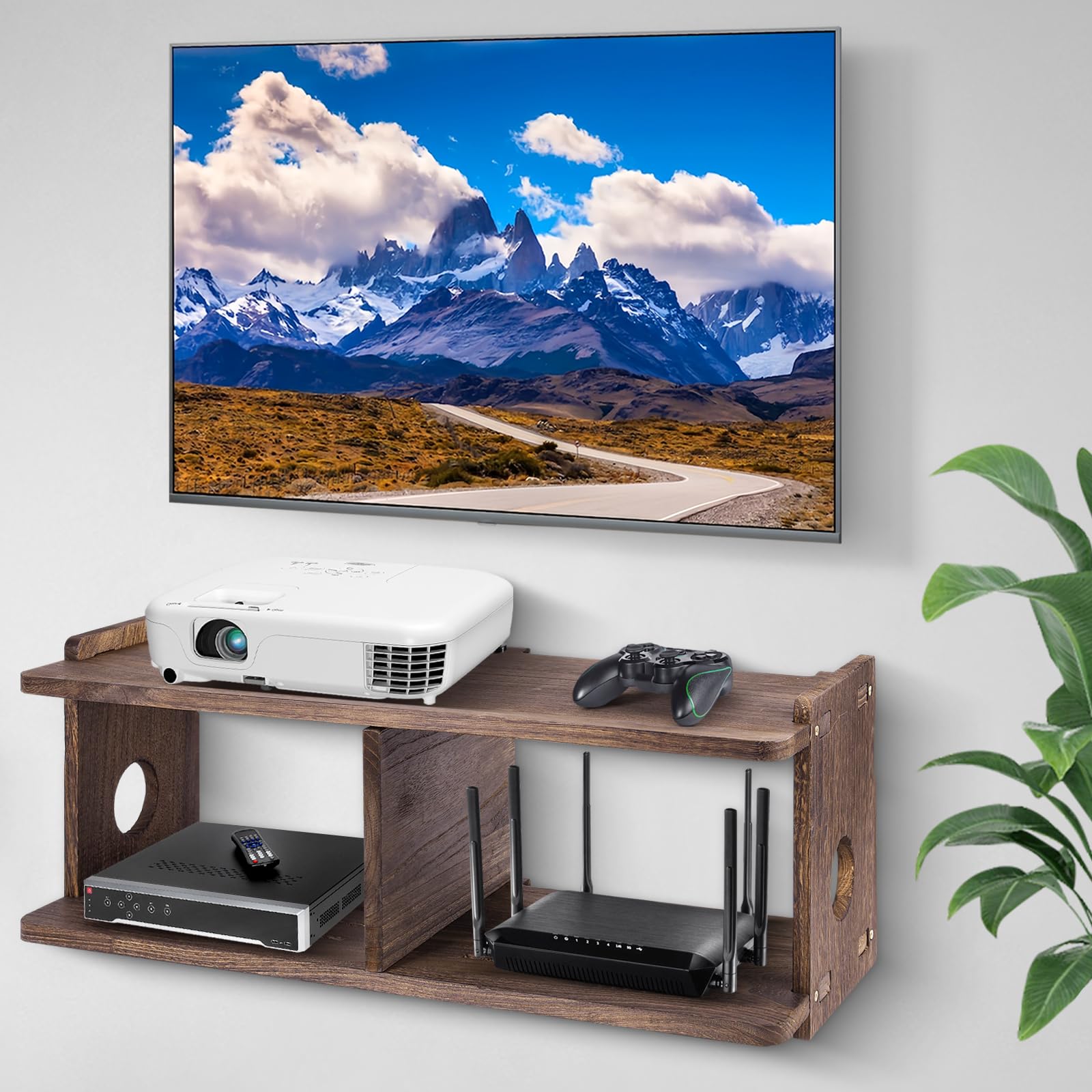 Floating Shelves Wall Mount - Universal Projector Shelf, TV Stand, WiFi Router Storage, Cable Box Cover for PlayStation, Xbox, DVD Players & Game Consoles | Perfect for Living Room, Bedroom & Home Theater Organization