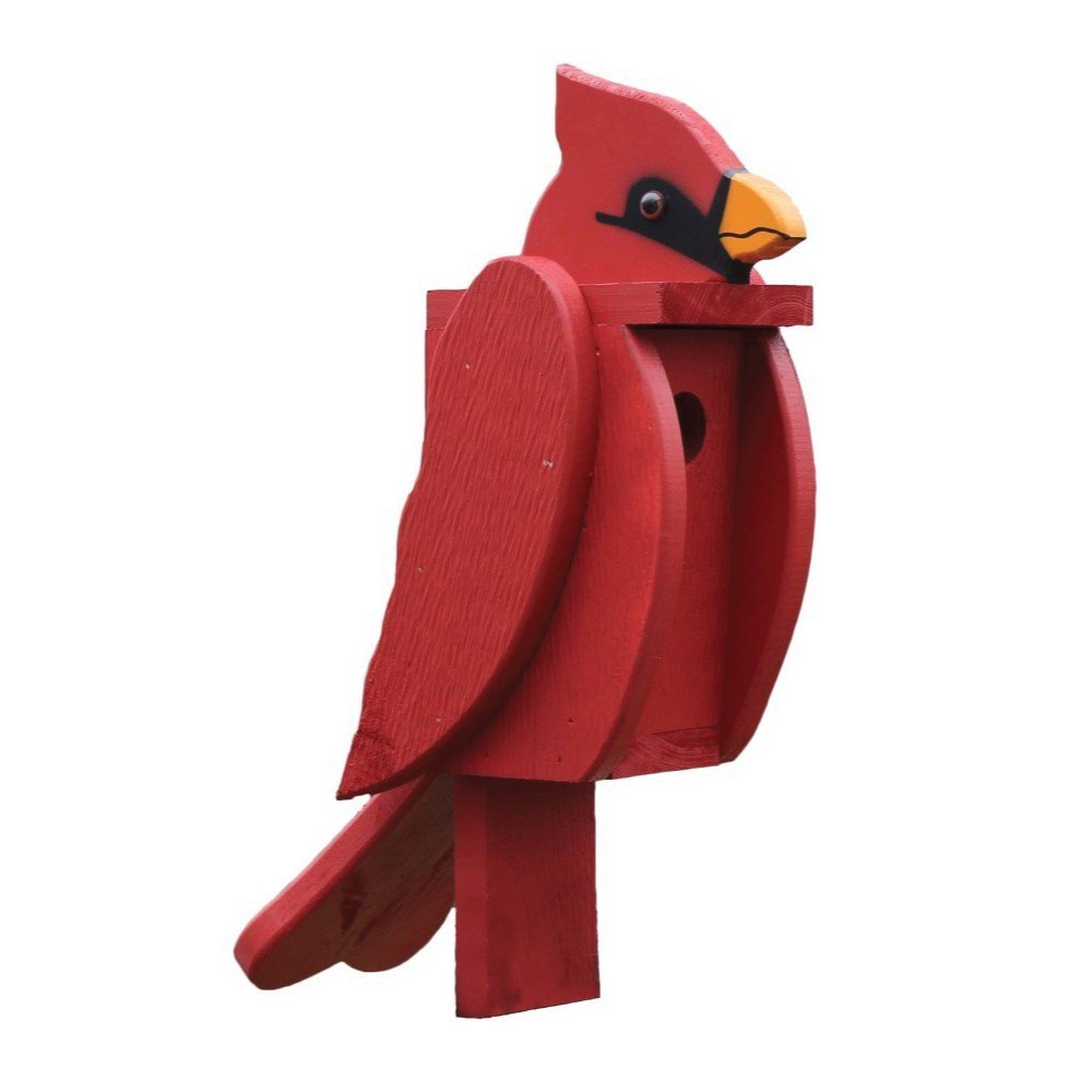 Large Amish Handmade Northern Cardinal Birdhouse - Premium Wooden Bird House for Cardinals - Perfect for Backyard, Garden & Outdoor Bird Watching