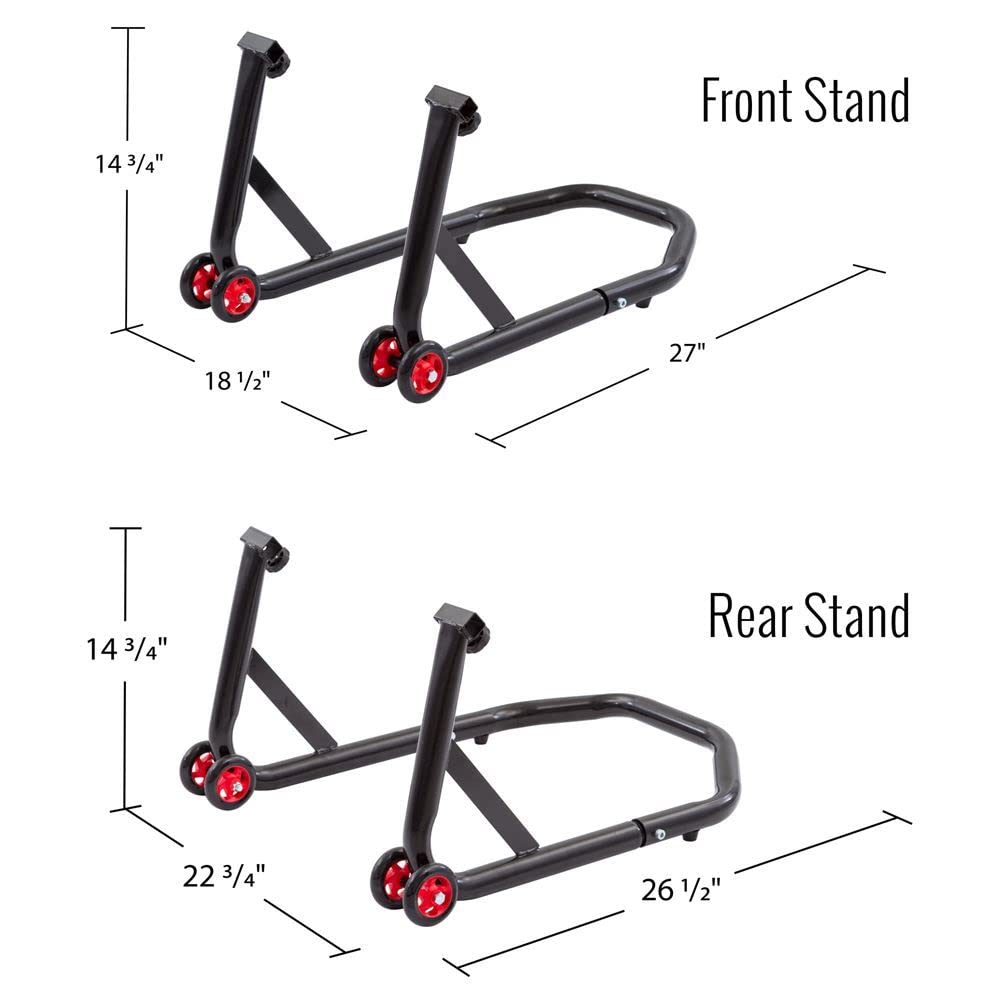 Black Widow BW-06-14-V2 Motorcycle Front Lift Pin & Rear Spool Stand Kit - Perfect for Bike Maintenance, Storage & Customization